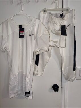 Nike White Baseball Jersey and Pants with Black Accents